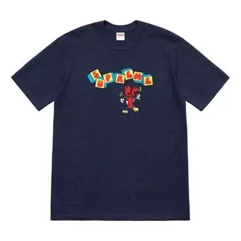 Футболка ss19 dynamite tee short sleeve navy blue Supreme, синий