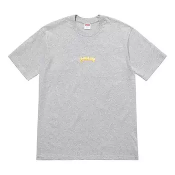 Футболка ss19 fronts tee heather grey round neck pullover short sleeve gray Supreme, серый