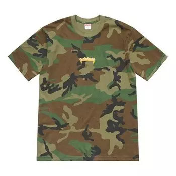 Футболка ss19 fronts tee woodland camo Supreme, зеленый