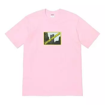 Футболка ss19 greetings tee printing short sleeve pink Supreme, розовый