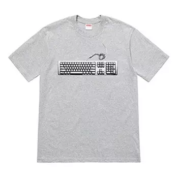 Футболка ss19 keyboard heathergrey tee Supreme, серый
