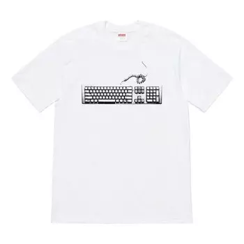Футболка ss19 keyboard tee white pattern short sleeve Supreme, белый