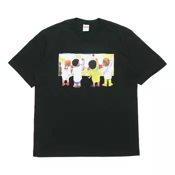 Футболка ss19 kids tee back kids graffiti round neck short sleeve black Supreme, черный