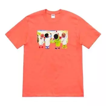 Футболка ss19 kids tee neon orange kids graffiti round neck short sleeve t-shirt Supreme, оранжевый