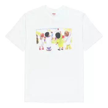 Футболка ss19 kids tee white kids graffiti round neck short sleeve Supreme, белый
