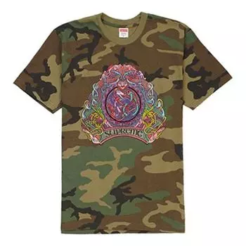 Футболка ss19 knot tee woodland camo Supreme, зеленый