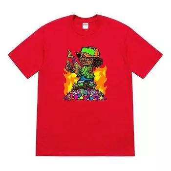 Футболка ss19 molotov kids tee red little boy short sleeve Supreme, красный