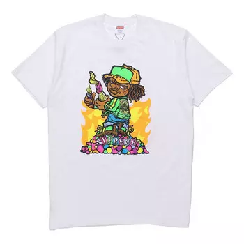 Футболка ss19 molotov kids tee white little boy short sleeve Supreme, белый