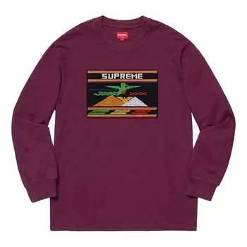 Футболка ss19 needlepoint patch ls top purple Supreme, фиолетовый