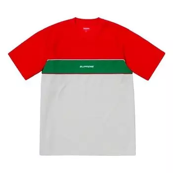 Футболка ss19 piping practice ss top logo tee Supreme, красный
