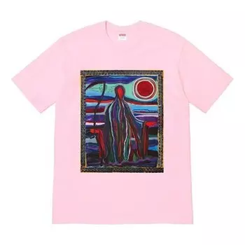 Футболка ss19 reaper tee printing short sleeve pink Supreme, розовый