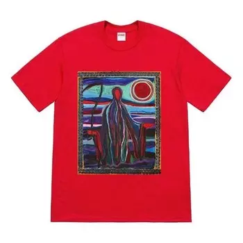Футболка ss19 reaper tee printing short sleeve red Supreme, красный