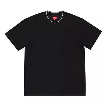 Футболка ss19 stripe rib waffle top short sleeve black Supreme, черный