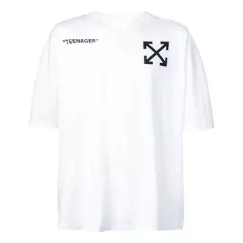 Футболка ss19 teenager back oversize mens logo Off-White, белый