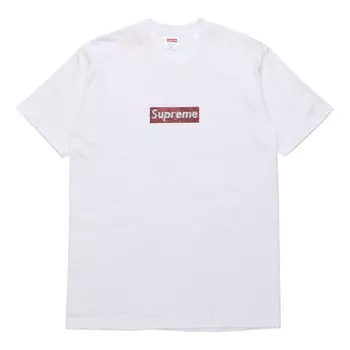 Футболка ss19 x swarovski box logo tee bogot Supreme, белый