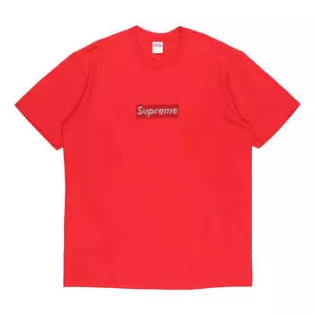 Футболка ss19 x swarovski box logo tee bogot Supreme, красный