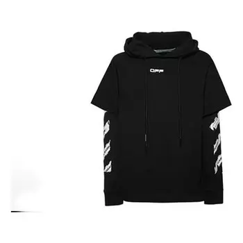 Футболка ss20 airport tape mens hoodie long sleeve Off-White, черный