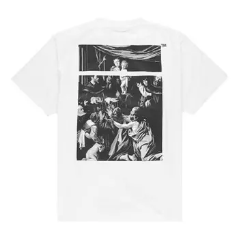 Футболка ss20 caravaggio square back logo print short sleeve white tee Off-White, белый