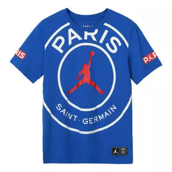 Футболка ss20 как j psg логотип футболка пари сен жермен короткий рукав мужчины Air Jordan, синий
