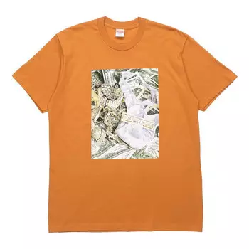 Футболка ss20 money printing short sleeve orange Supreme, оранжевый