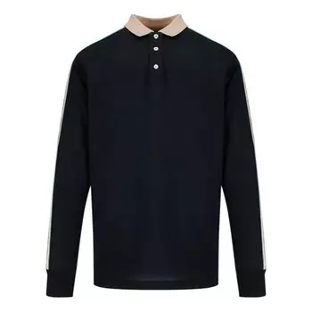 Футболка ss20 side sleeve logo striped ribbon long sleeve polo shirt for men black Gucci, черный