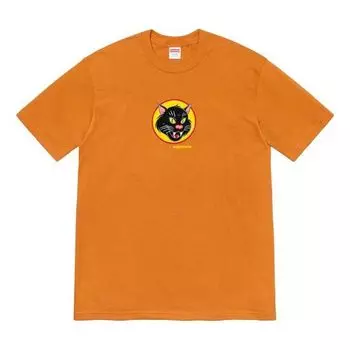 Футболка ss20 week 1 black cat tee short sleeve orange Supreme, оранжевый