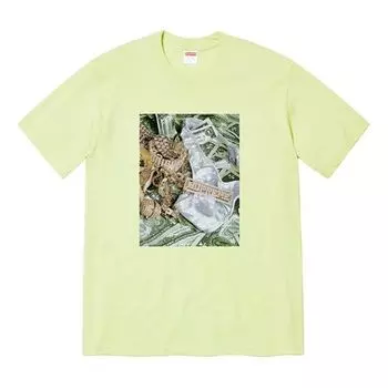 Футболка ss20 week 1 bling tee money printing short sleeve mint green Supreme, зеленый