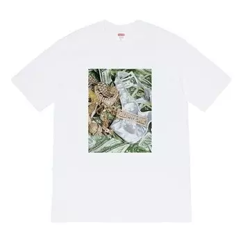 Футболка ss20 week 1 bling tee us dollar printing short sleeve white Supreme, белый
