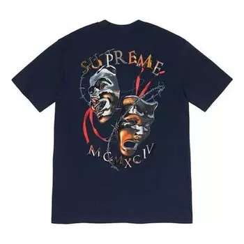 Футболка ss20 week 1 laugh now tee printing short sleeve navy blue Supreme, синий