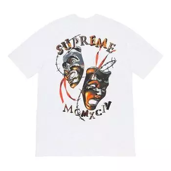 Футболка ss20 week 1 laugh now tee thorns smiling face printing short sleeve white Supreme, белый