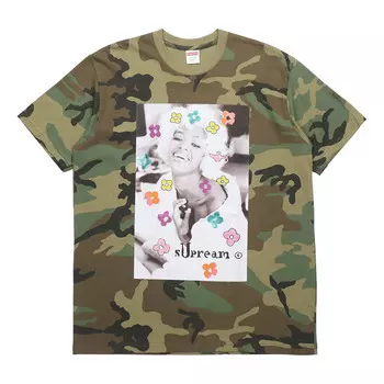 Футболка ss20 week 1 naomi tee character printing short sleeve green camouflage Supreme, зеленый