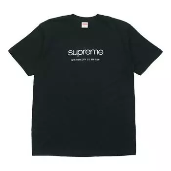Футболка ss20 week 1 shop tee classic logo short sleeve black Supreme, черный