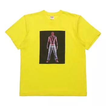 Футболка ss20 week 1 tupac hologram tee virtual characters short sleeve yellow Supreme, желтый
