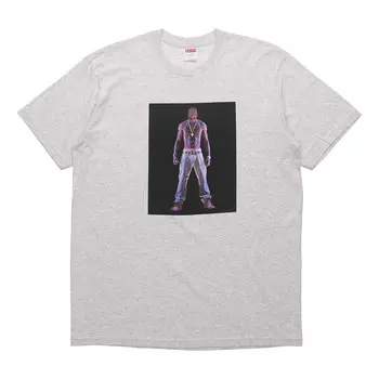 Футболка ss20 week 1 tupac hologram tee virtual characters short sleeve gray Supreme, серый