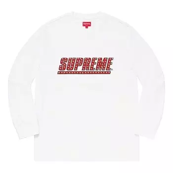 Футболка ss20 week 4 studded ls top logo tee Supreme, белый