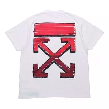 Футболка ss21 back red arrow cotton short sleeve loose fit white Off-White, белый