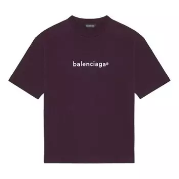 Футболка ss21 chest logo round neck short sleeve purple Balenciaga, фиолетовый
