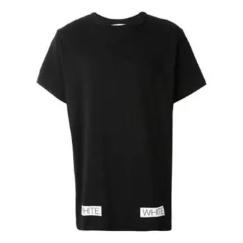 Футболка ss21 cotton stripe printing pattern round neck short sleeve black Off-White, черный