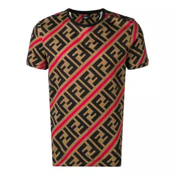 Футболка ss21 ff pattern printing short sleeve brown Fendi, коричневый