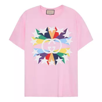 Футболка ss21 g printing cotton short sleeve pink Gucci, розовый