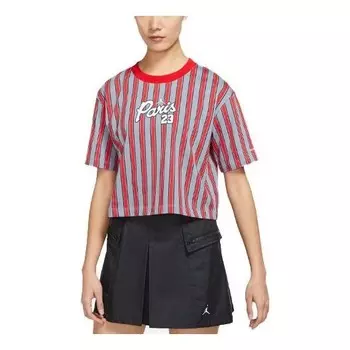 Футболка ss22 paris saint germain полосатый принт короткий рукав Air Jordan, красный