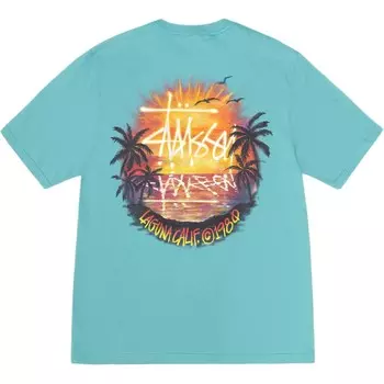 Футболка SS24 Sunset белая Stussy, серый