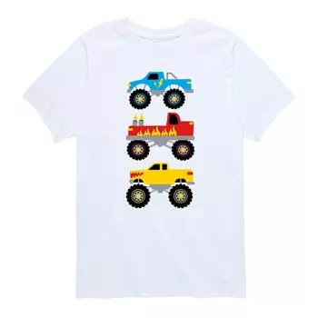 Футболка Stacked Monster Trucks для мальчиков 8–20 лет Licensed Character, белый