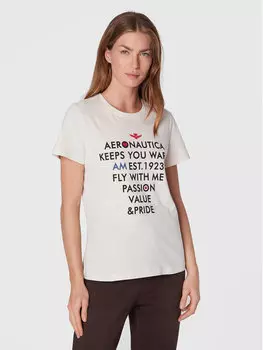 Футболка стандартного кроя Aeronautica Militare, бежевый