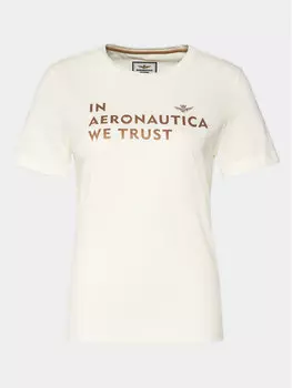 Футболка стандартного кроя Aeronautica Militare, бежевый