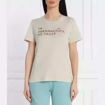 Футболка стандартного кроя Aeronautica Militare, бежевый