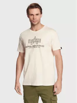 Футболка стандартного кроя Alpha Industries, бежевый