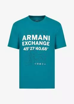 Футболка стандартного кроя Armani Exchange, лазурный