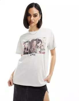 Футболка стандартного кроя ASOS DESIGN серого цвета с лицензионной графикой Spice Girls