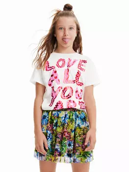 Футболка стандартного кроя Desigual, экрю